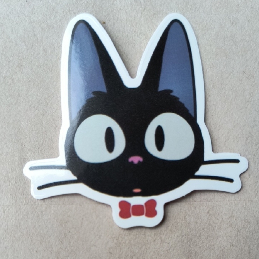 Black Cat Sticker Decal with Red Bow - Cute Pet Accent Kiki's Delivery Service